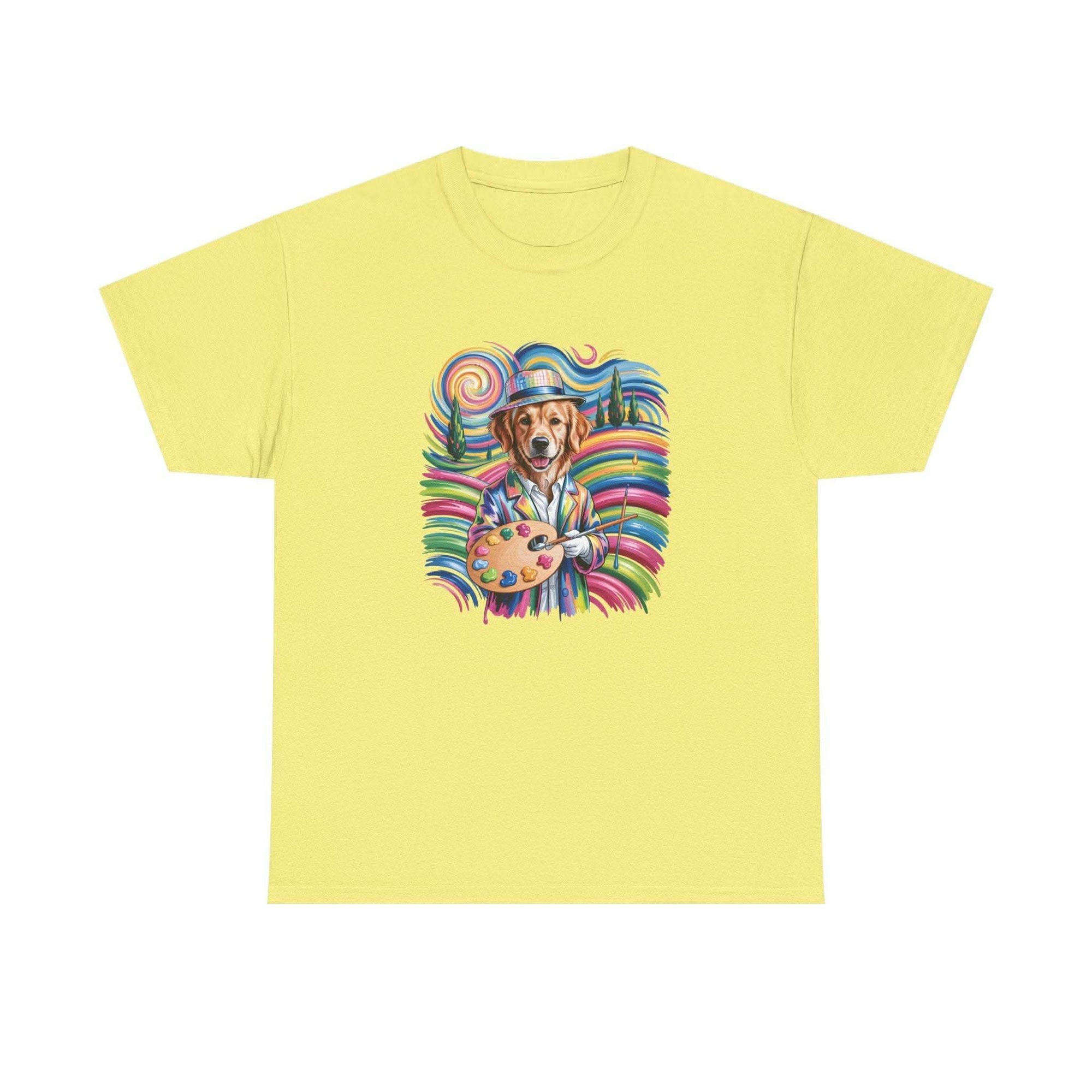 Colorful Artist Dog T-Shirt | Painter Palette, Rainbow Swirls