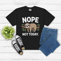 Nope Not Today Sloth t-shirt with relaxed fit and soft garment-dyed cotton showcasing a humorous sloth design.