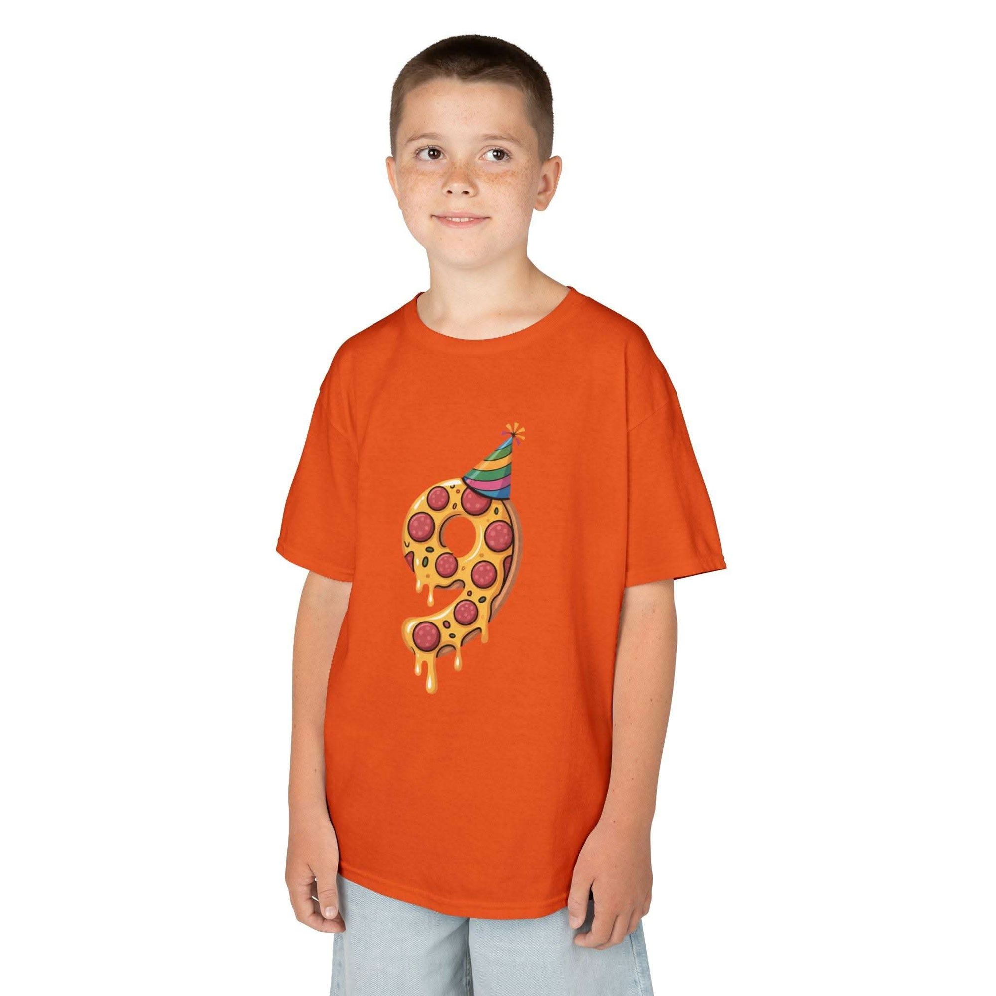 Party Slice Pizza Kids Tee | 9th Birthday Pizza Slice with Party Hat