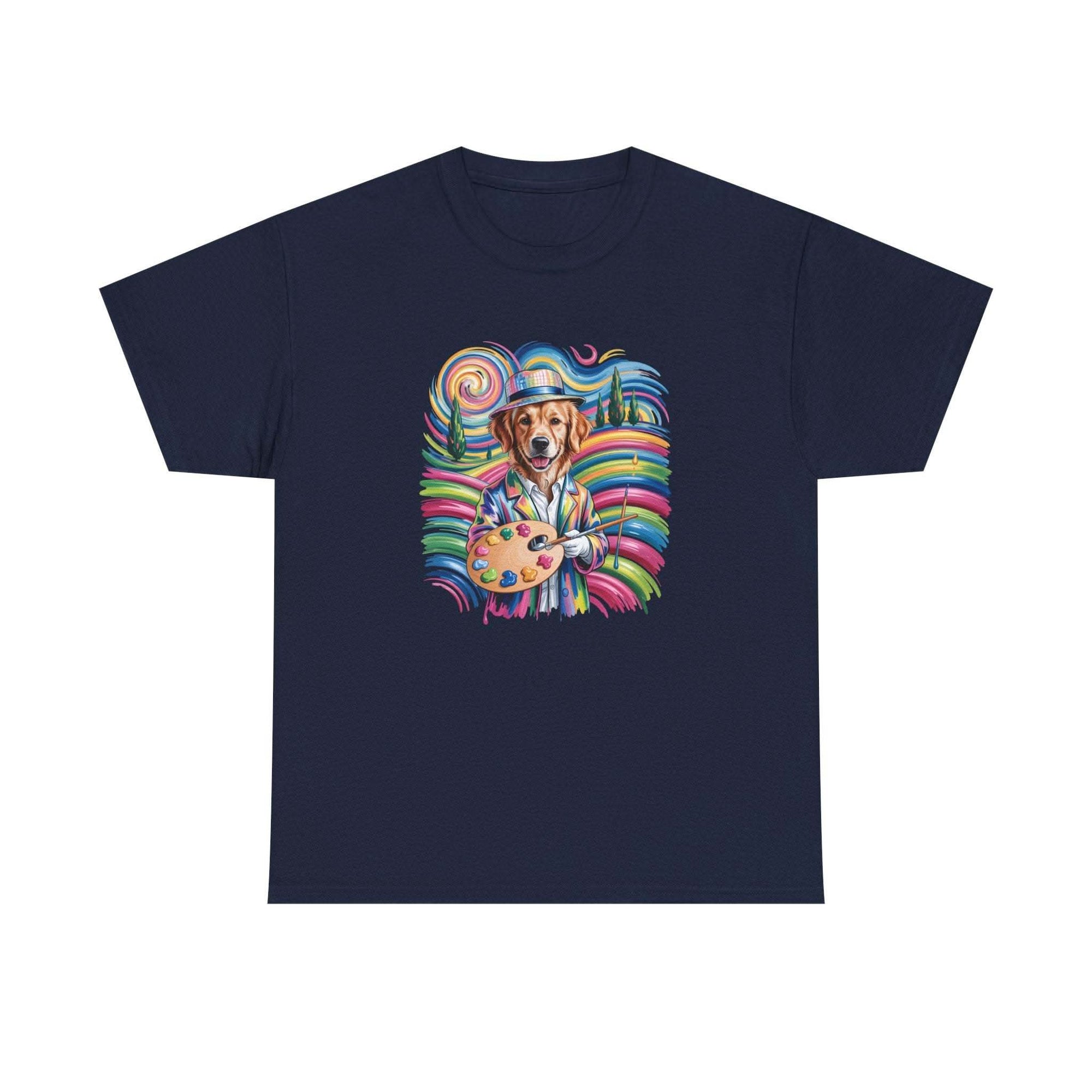 Colorful Artist Dog T-Shirt | Painter Palette, Rainbow Swirls