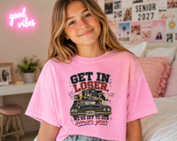 Mineral wash boxy cotton t-shirt with oversized fit and senior year 2027 graphic design