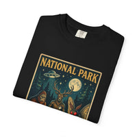 National Park After Dark T-Shirt | Campfire Sasquatch Mothman Night Creatures