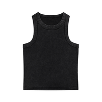 Women’s snow washed tank top, sleeveless bodycon cotton blend crop top