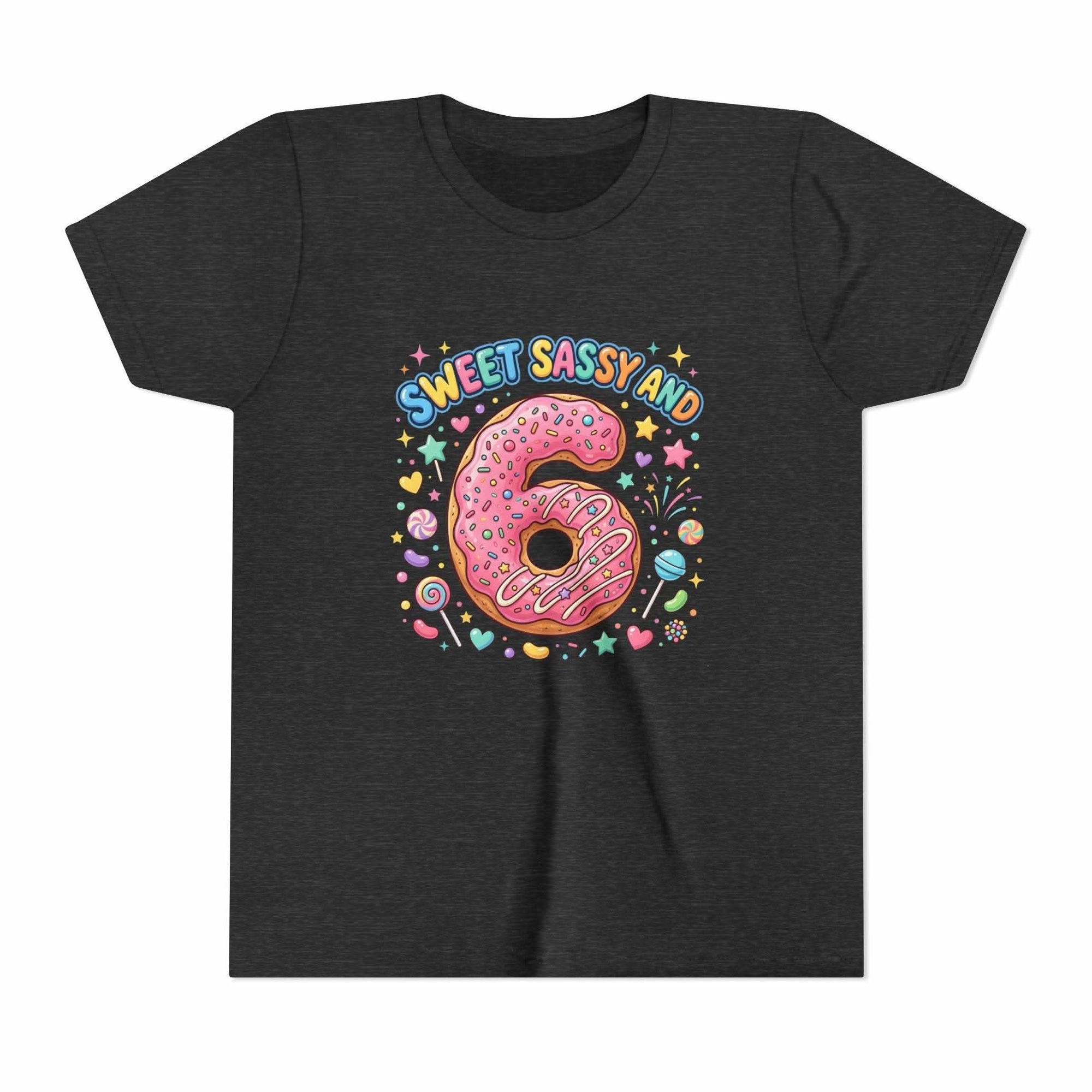 Sweet Sassy and 6 Youth Tee | Donut Number Six Birthday Shirt