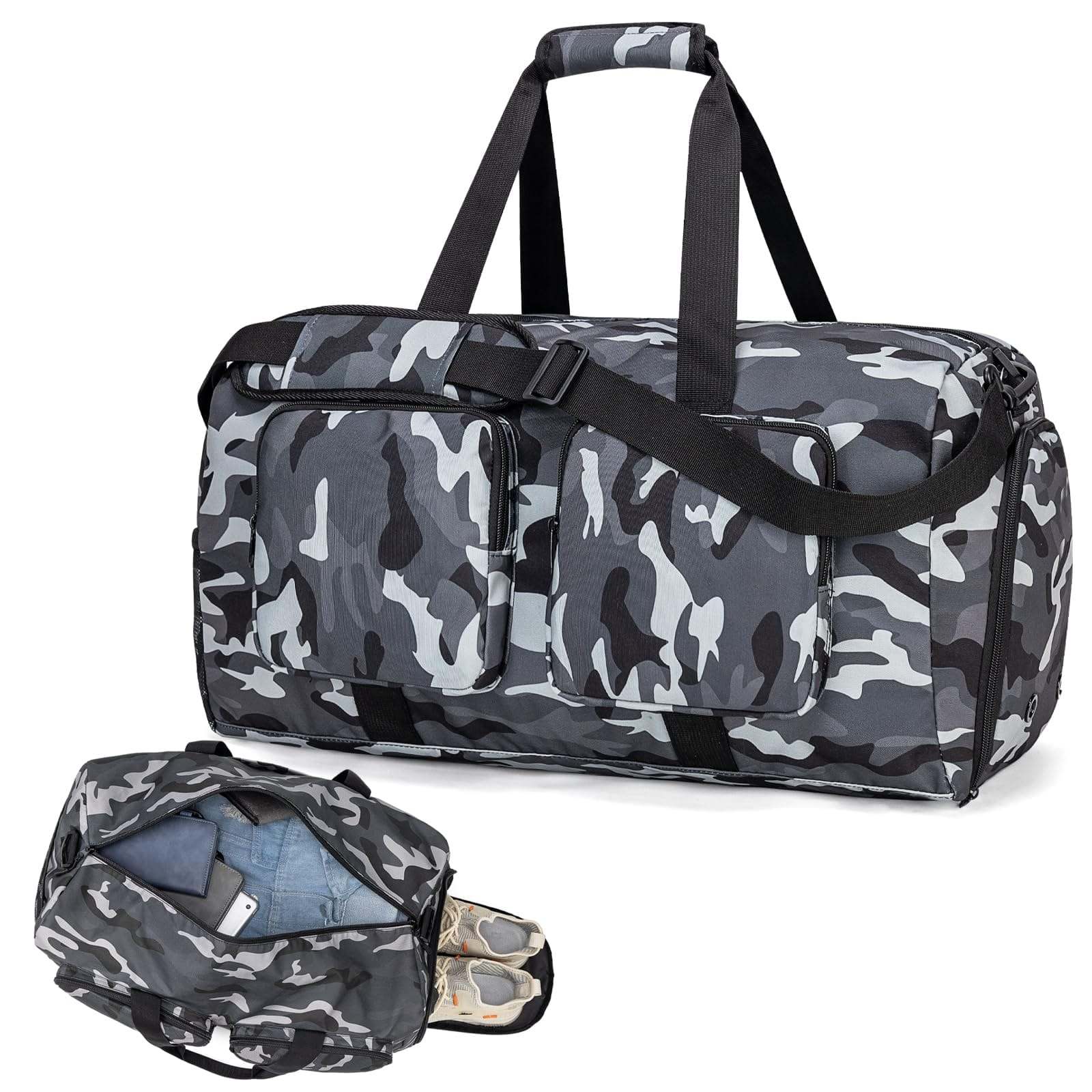 EcoTraveler Duffel water-resistant lightweight weekend and gym bag with adjustable shoulder strap and multiple pockets
