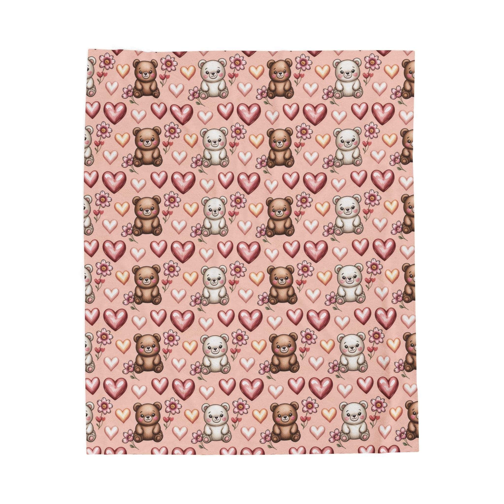 Kawaii Milk and Mocha Bears plush blanket with cute sleepy bear duo in pastel tones