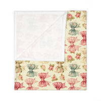Floral Coquette Bows swaddle blanket with soft jersey fabric and vintage bow print