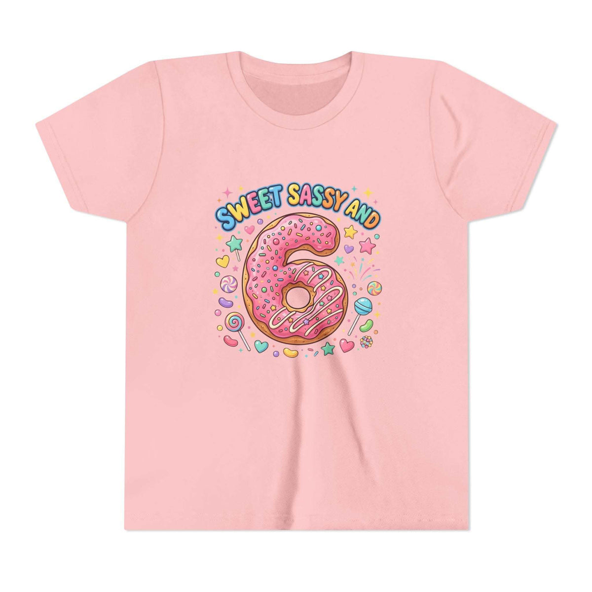 Sweet Sassy and 6 Youth Tee | Donut Number Six Birthday Shirt