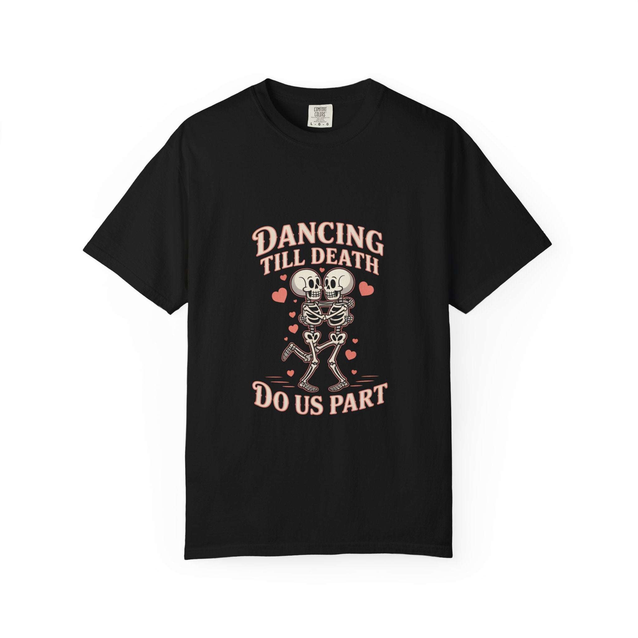 Dancing Till Death Do Us Part graphic tee with faded print and relaxed fit for music lovers and punk shows
