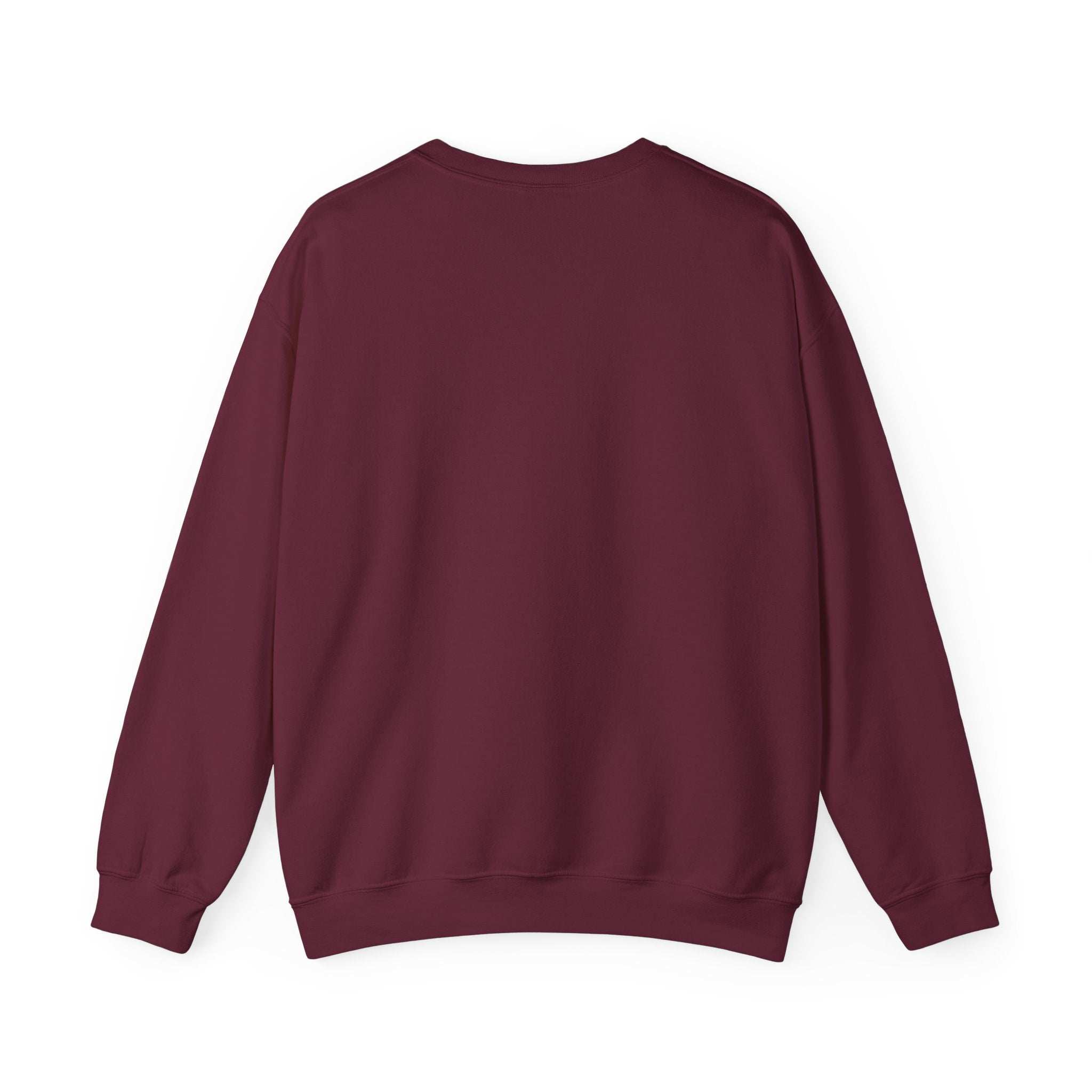Black crewneck sweatshirt featuring a Santa motorcycle graphic by Printify, perfect for cozy winter wear.