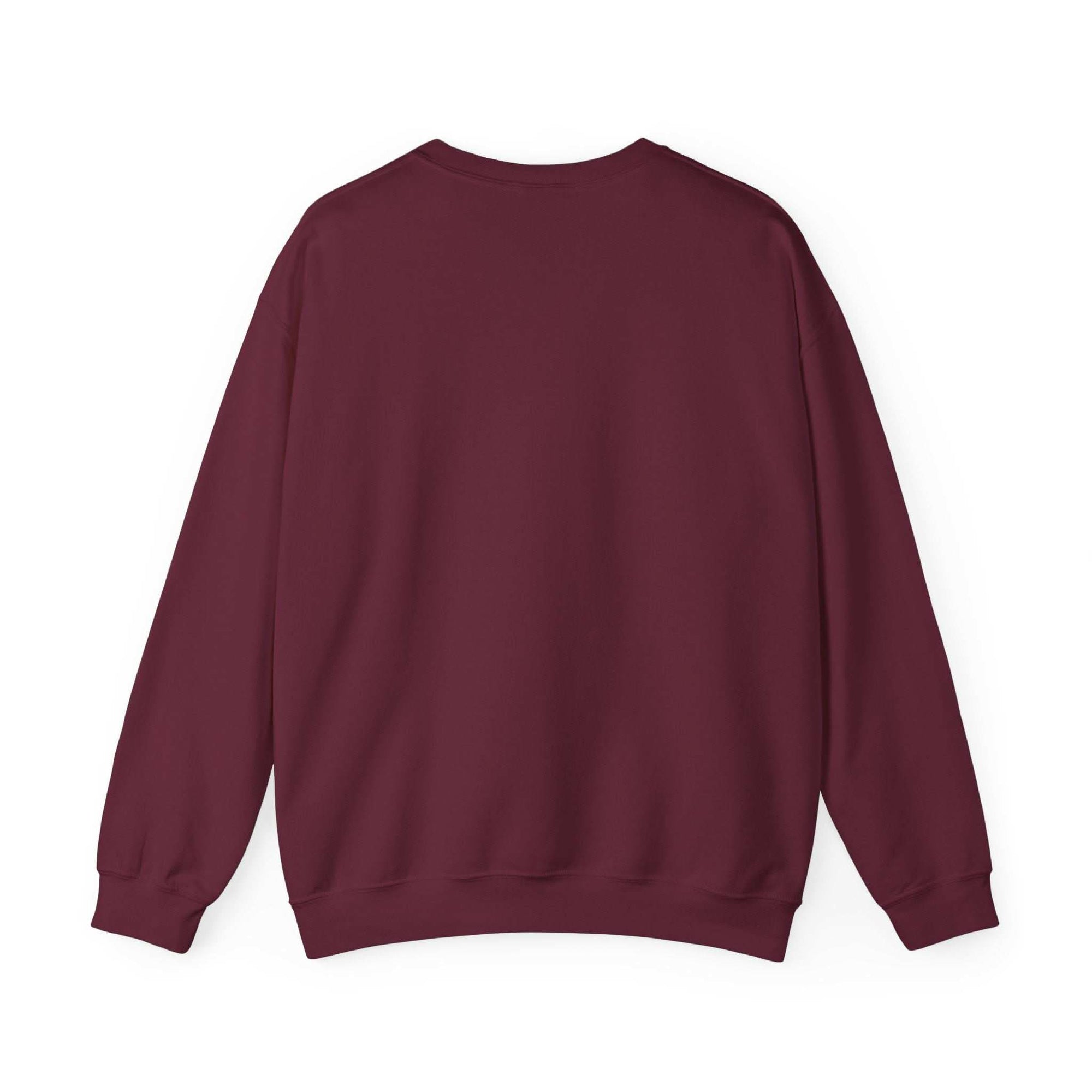 Black crewneck sweatshirt featuring a Santa motorcycle graphic by Printify, perfect for cozy winter wear.