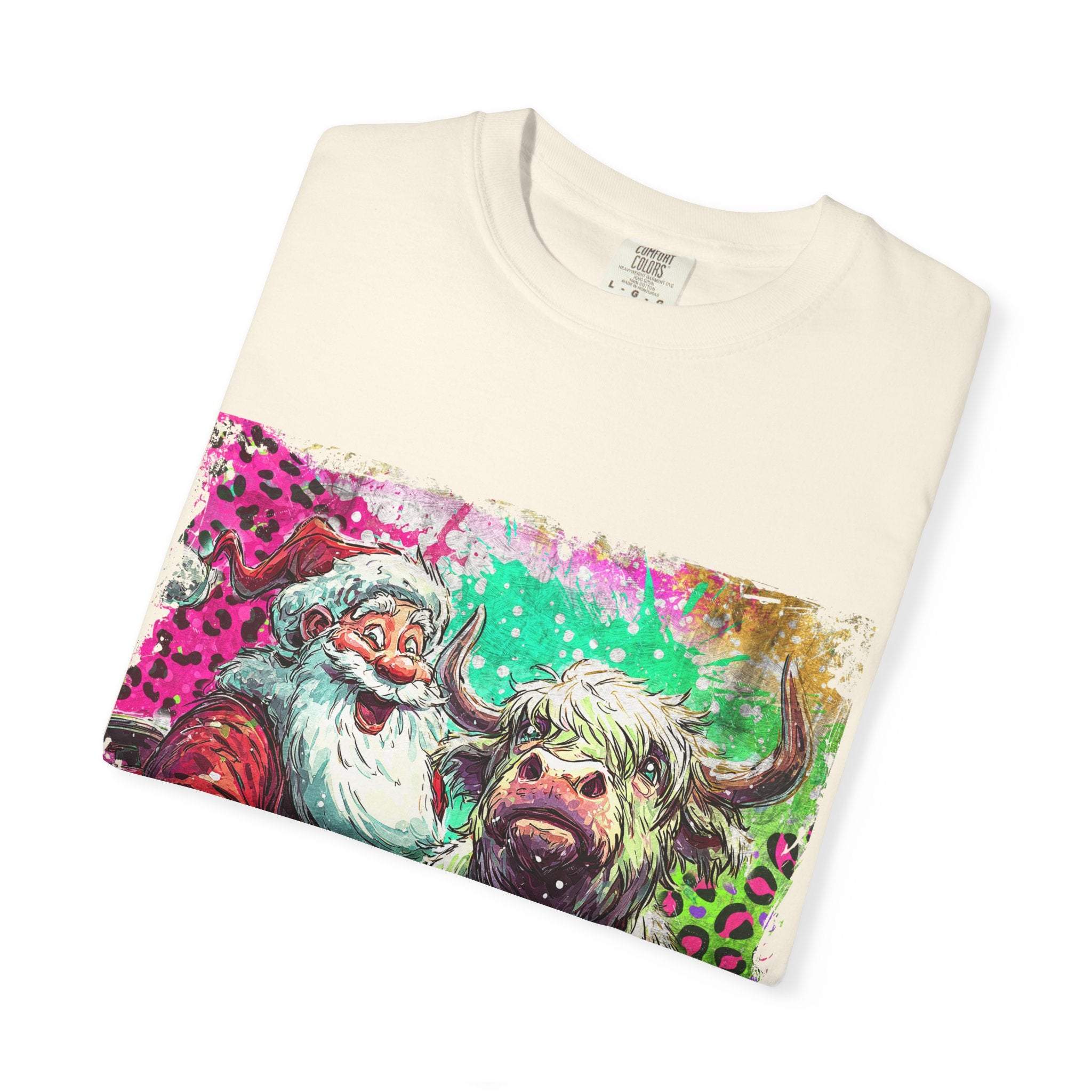 Retro Santa and Highland Cow T-shirt