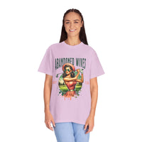Vintage unisex T-shirt with Abandoned Wives Golf Club graphic and purple color