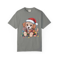 True Navy Christmas t-shirt featuring a Labradoodle design, ideal for dog lovers, by Printify.