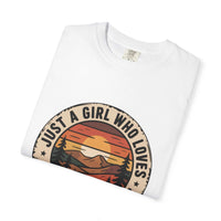 National Parks T-shirt with "Just a Girl Who Loves National Parks" text on soft, garment-dyed cotton