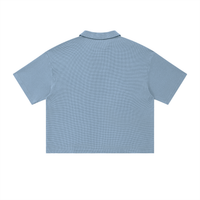Unisex Waffle Boxy Polo Shirt | Oversized Vintage Streetwear Cotton Blend Tee