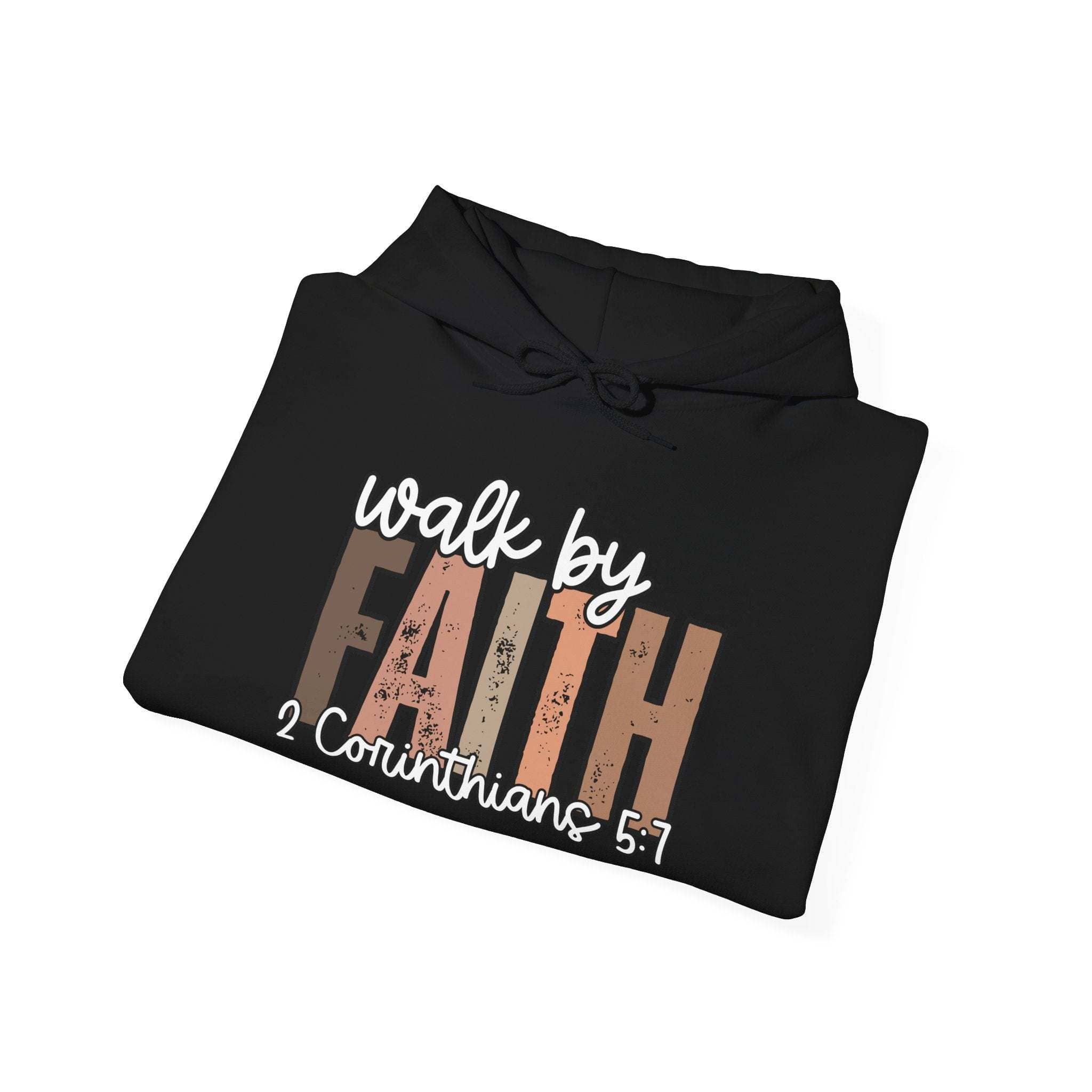 Faith Over Fear Hoodie with "Walk by Faith" inspirational Christian design, cozy and soft sweatshirt for everyday wear
