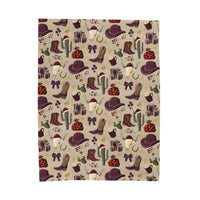 Cowboy Christmas plush blanket with festive western-themed design and vibrant colors