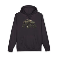 American Flag Monster Truck hoodie with camouflage truck graphic and distressed flag background