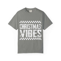 Vintage distressed Christmas vibes t-shirt in soft, faded holiday colors with worn-in charm