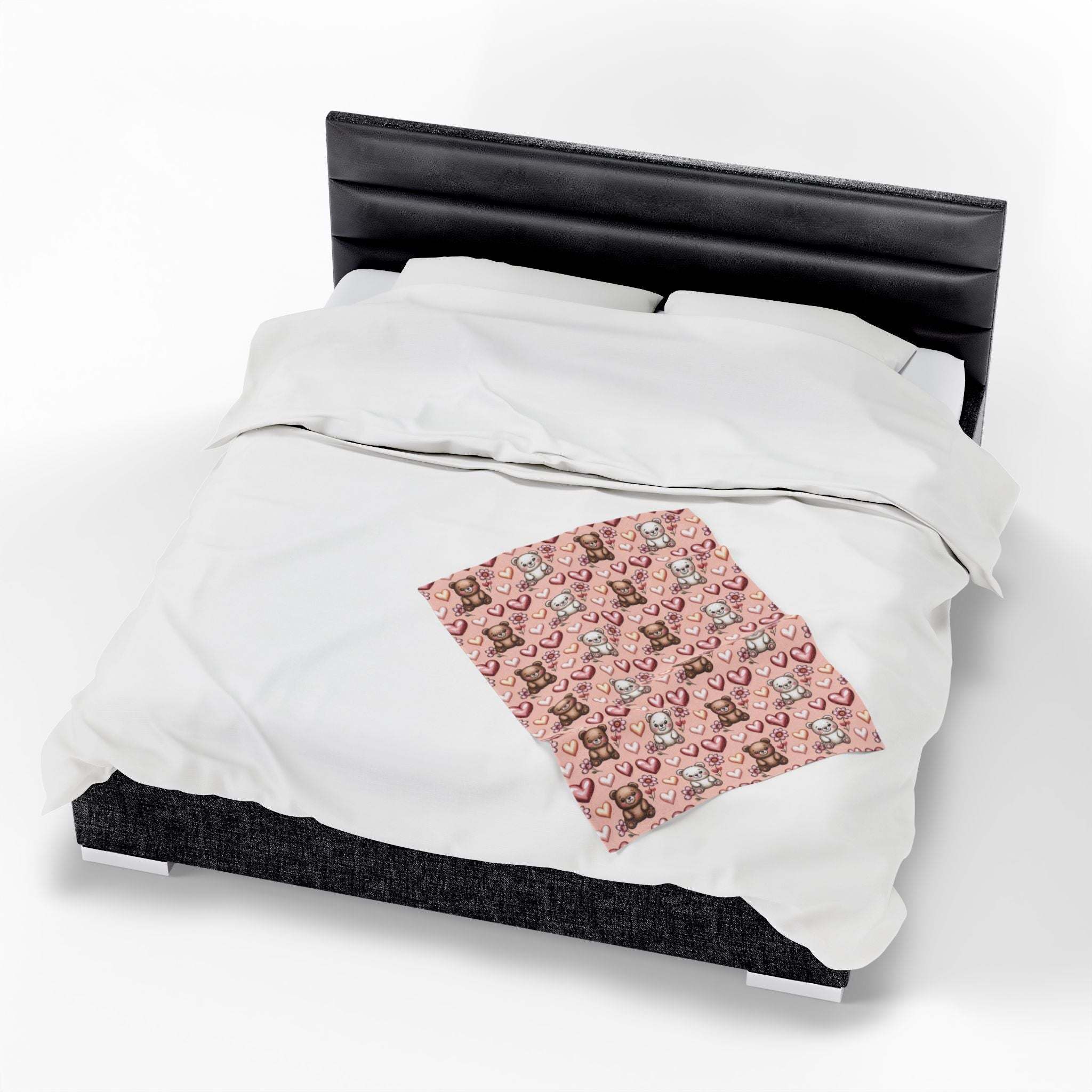 Kawaii Milk and Mocha Bears plush blanket with soft pastel sleepy bears design