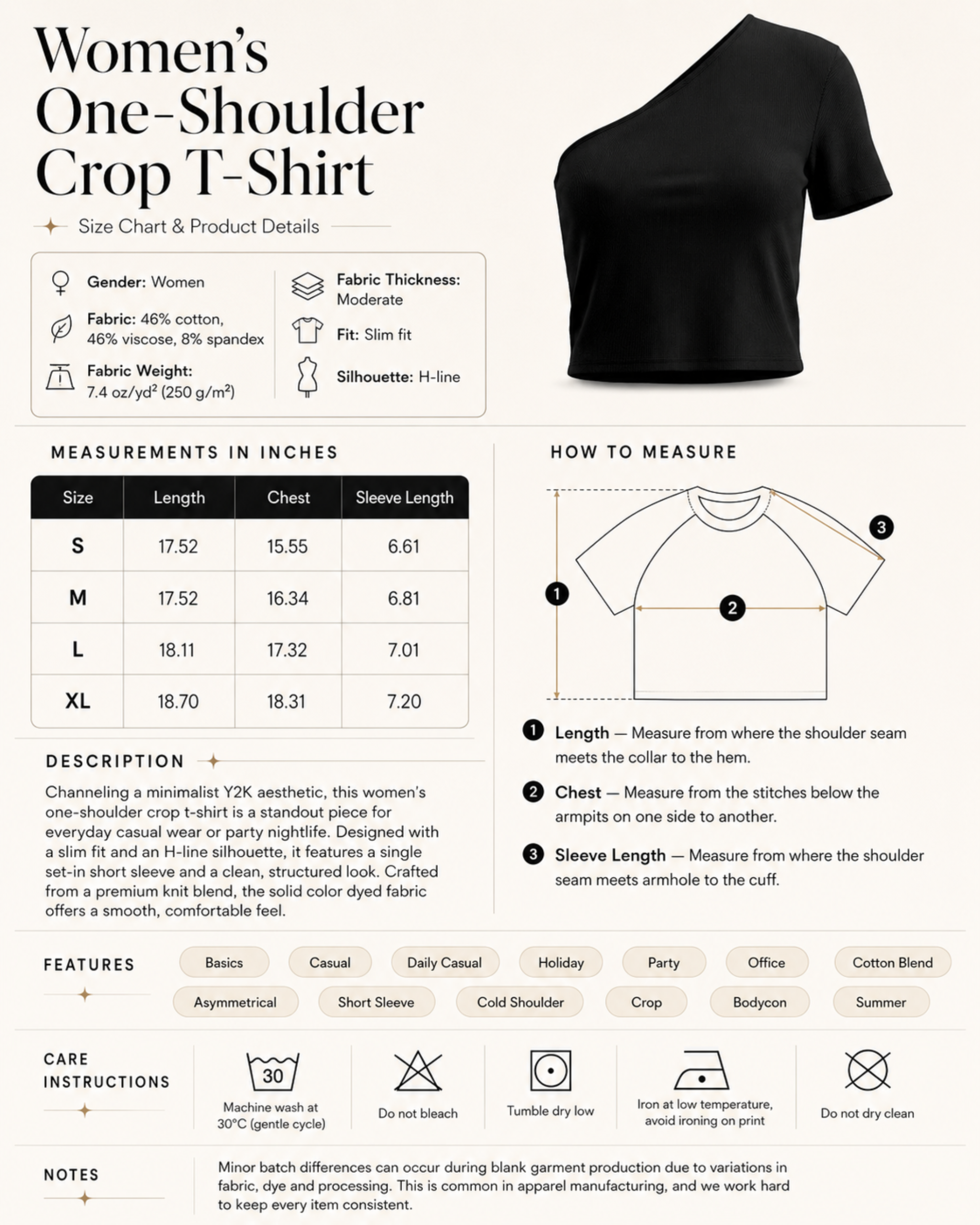 Women's One-Shoulder Crop T-Shirt