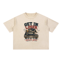 Mineral wash boxy cotton t-shirt with oversized fit and senior year 2027 graphic design