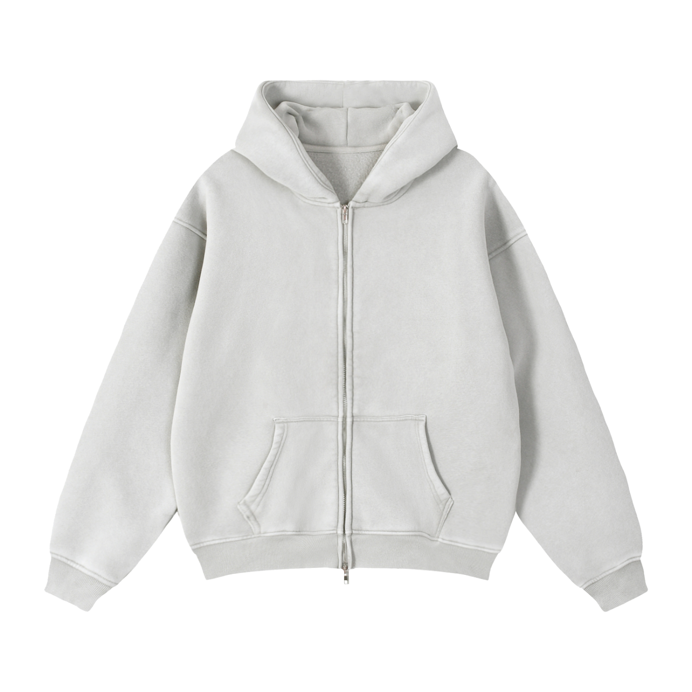 Zip-Through Boxy Fleece Hoodie | Oversized Unisex Streetwear Zip Hoodie
