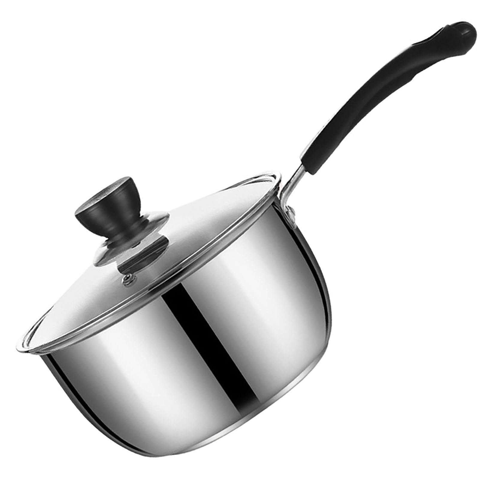18cm stainless steel pot with lid and long handle for versatile cooking