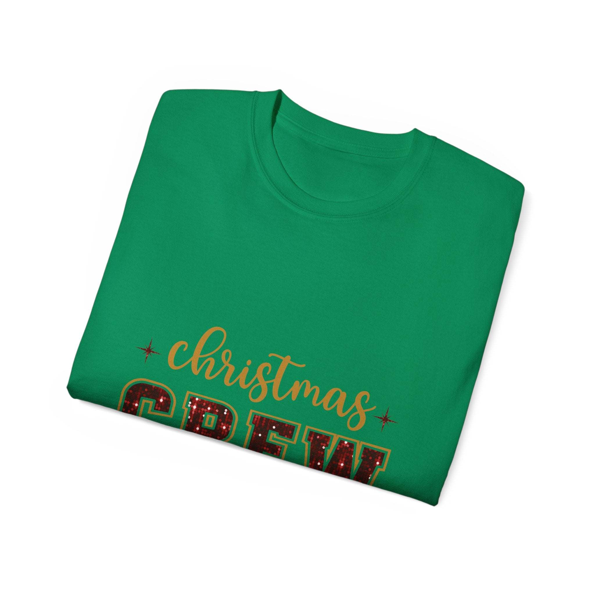 Christmas Crew Faux Glitter Tee - Festive Holiday T-Shirt