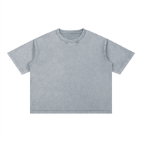Oversized Mineral Wash Boxy Cotton T-Shirt with drop shoulders and ribbed collar in faded vintage style