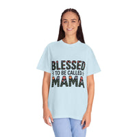 Floral "Blessed To Be Called Mama" T-Shirt with vintage wash and floral lettering celebrating motherhood