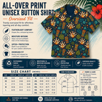 Navy tropical bowling Hawaiian shirt with tiki masks, bowling pins, and jungle leaves print, camp collar, and button down