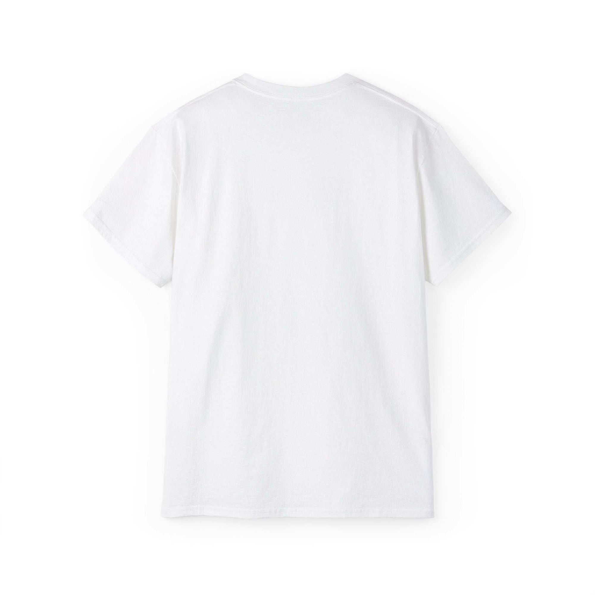Distressed Frosty T-Shirt unisex white cotton tee back view
