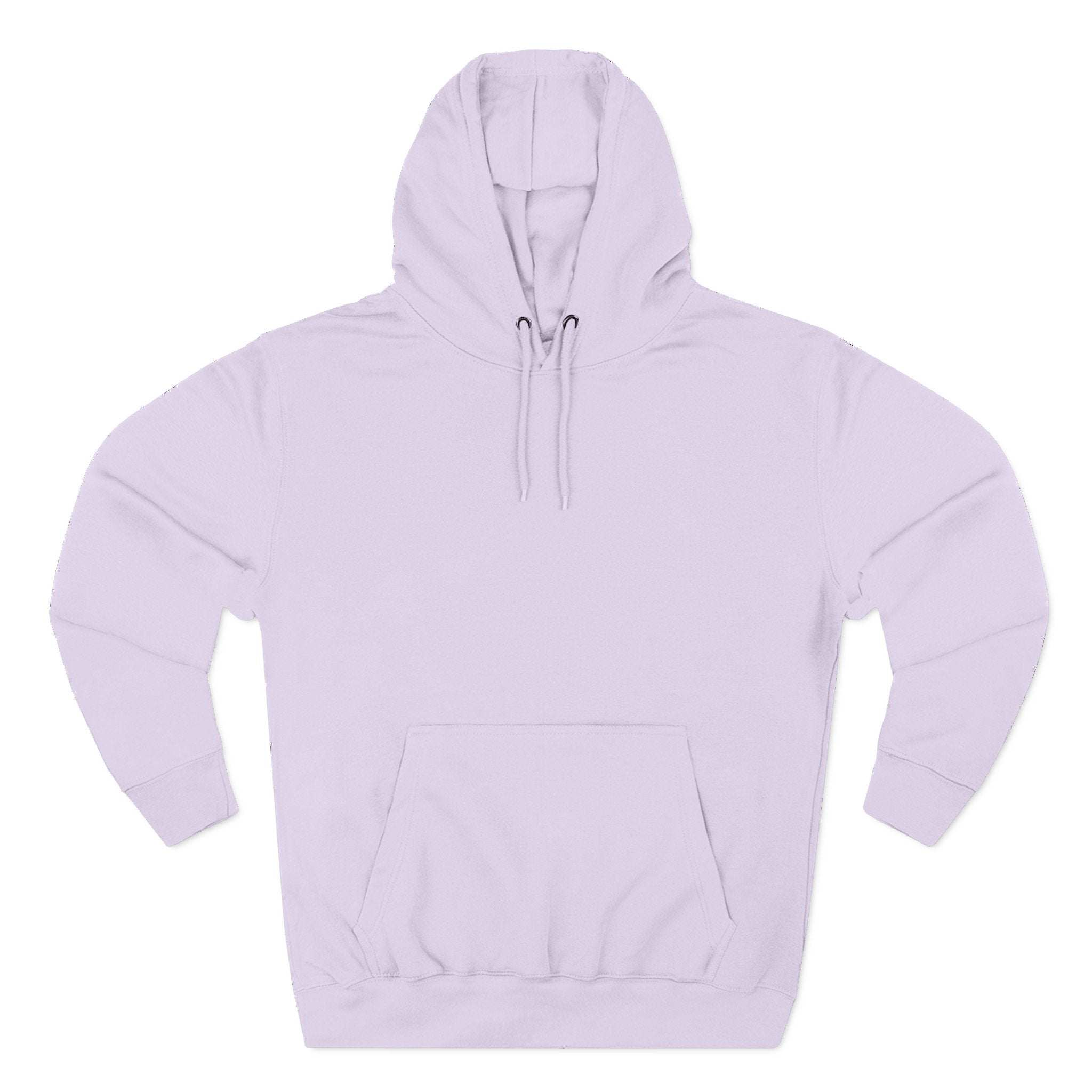 Light pink fleece hoodie with adjustable hood and kangaroo pocket for winter comfort