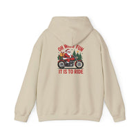 Santa motorcycle hoodie in black, featuring festive graphics, perfect for holiday celebrations and motorcycle enthusiasts.