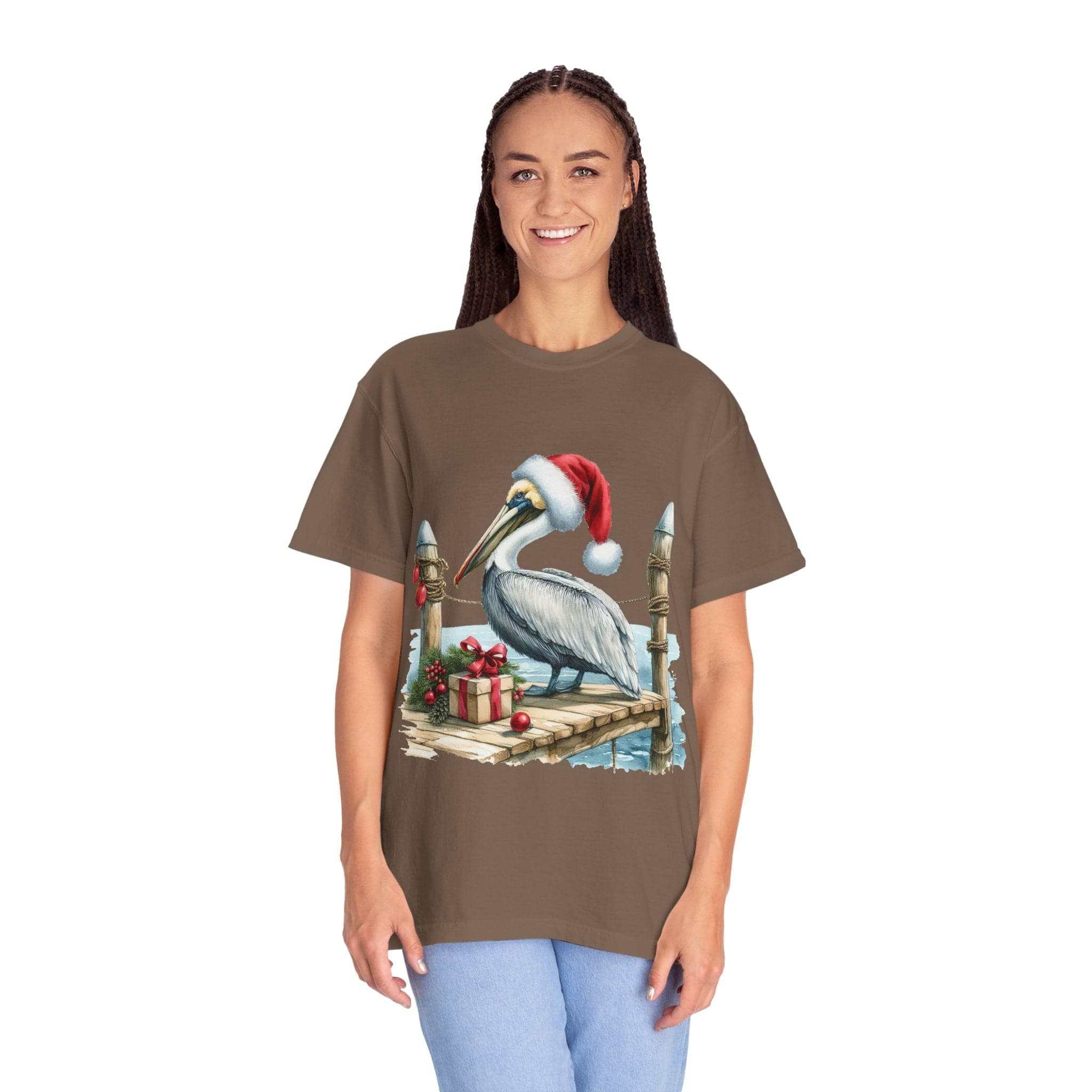 Christmas Pelican Santa T-Shirt - Festive Beach Holiday Tee