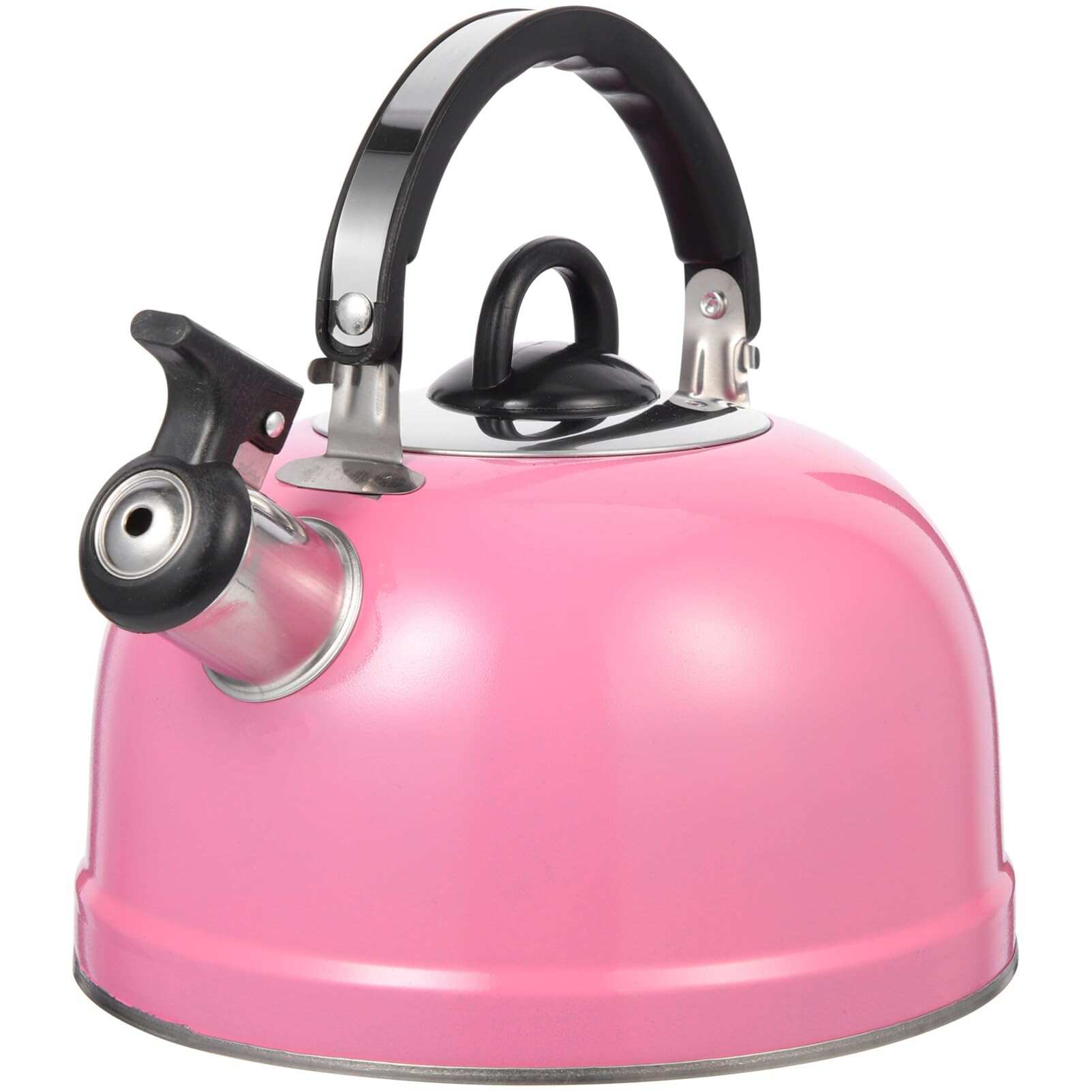 Whistling Stainless Tea Kettle with ergonomic handle and loud whistle on stove