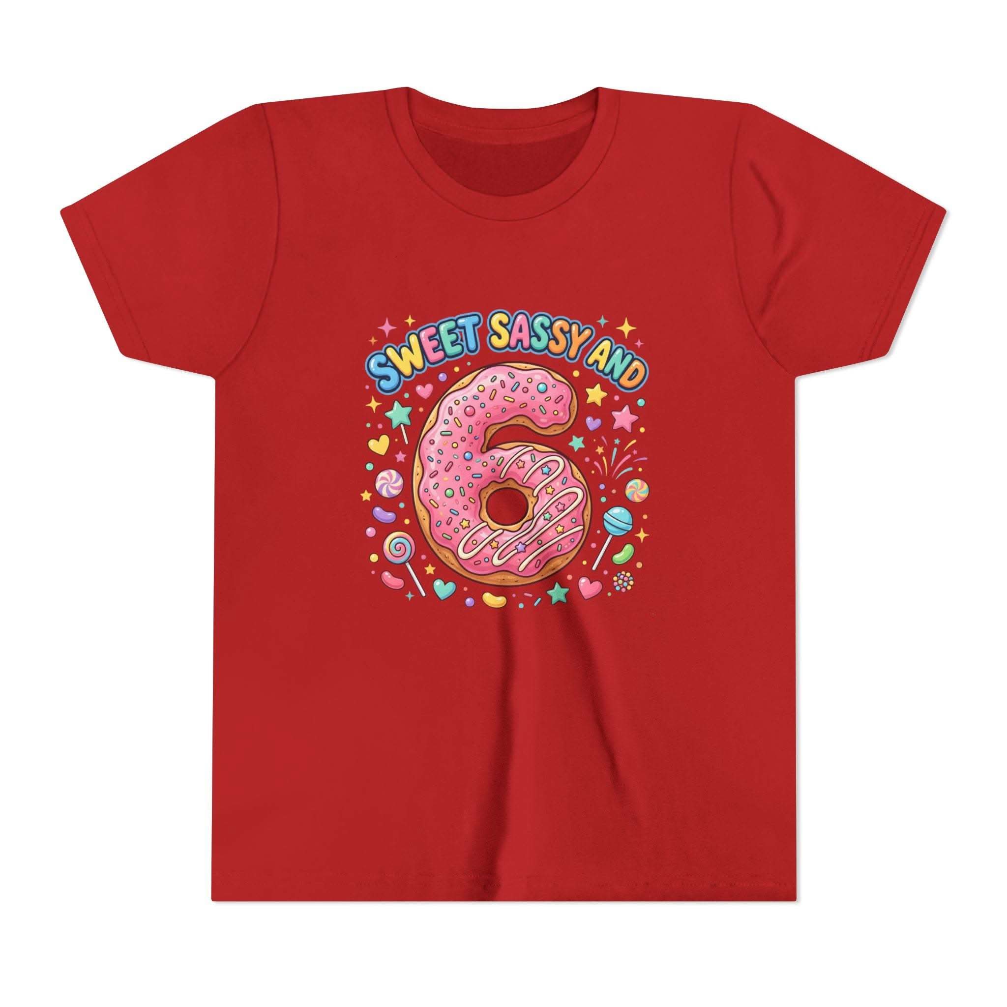 Sweet Sassy and 6 Youth Tee | Donut Number Six Birthday Shirt