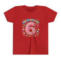 Sweet Sassy and 6 Youth Tee | Donut Number Six Birthday Shirt