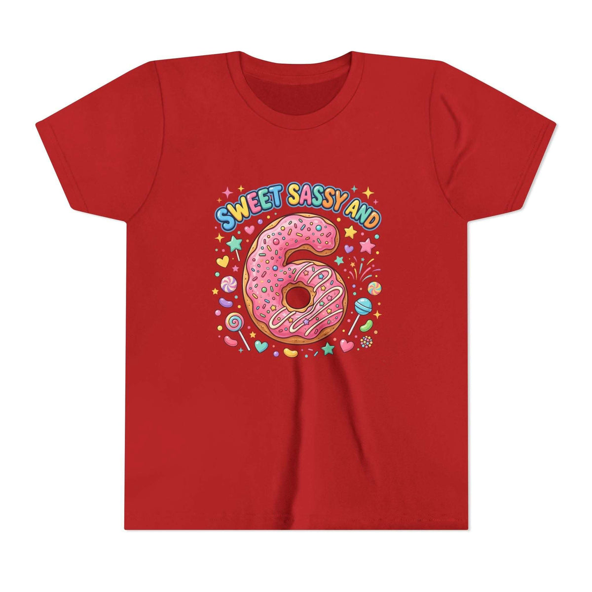 Sweet Sassy and 6 Youth Tee | Donut Number Six Birthday Shirt