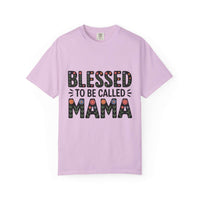 Floral "Blessed To Be Called Mama" T-Shirt with vintage wash and floral lettering celebrating motherhood