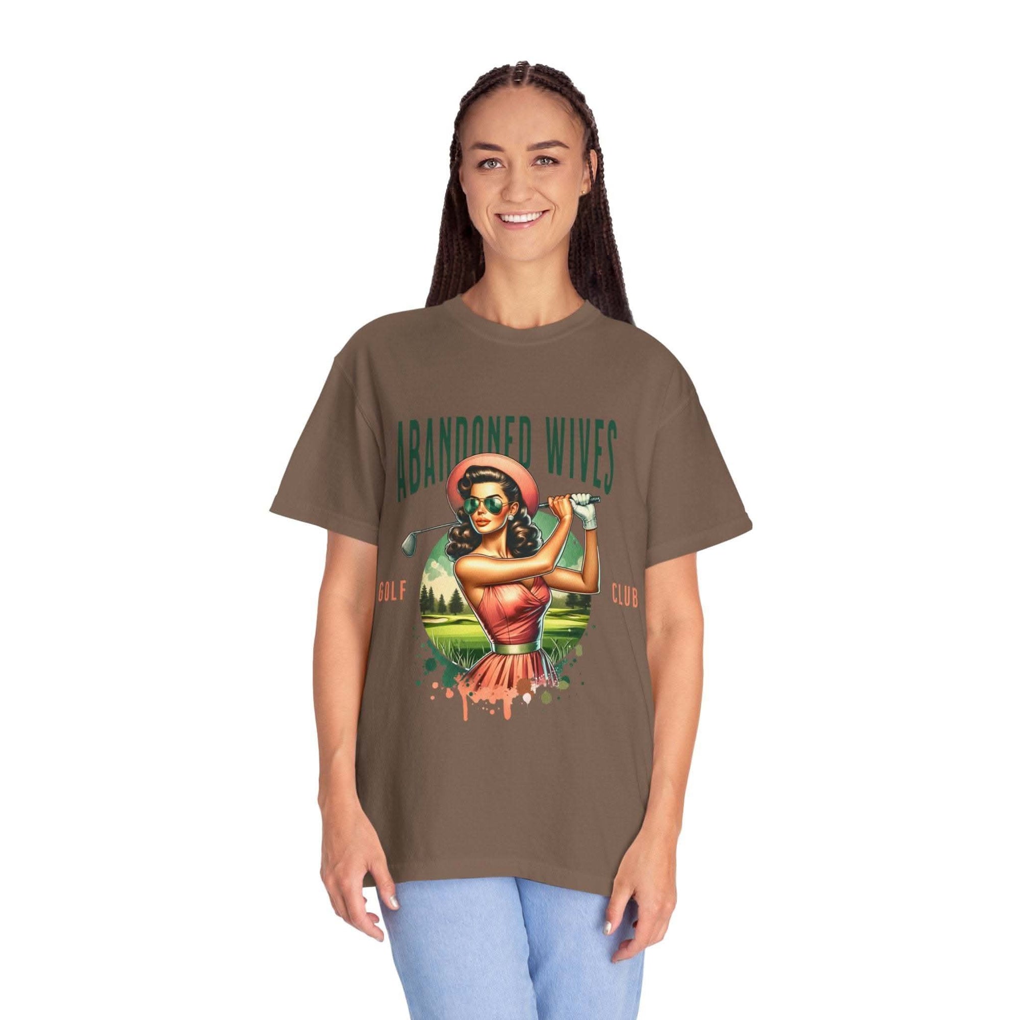 Vintage Unisex T-shirt with Abandoned Wives Golf Club graphic design and soft garment-dyed cotton fabric