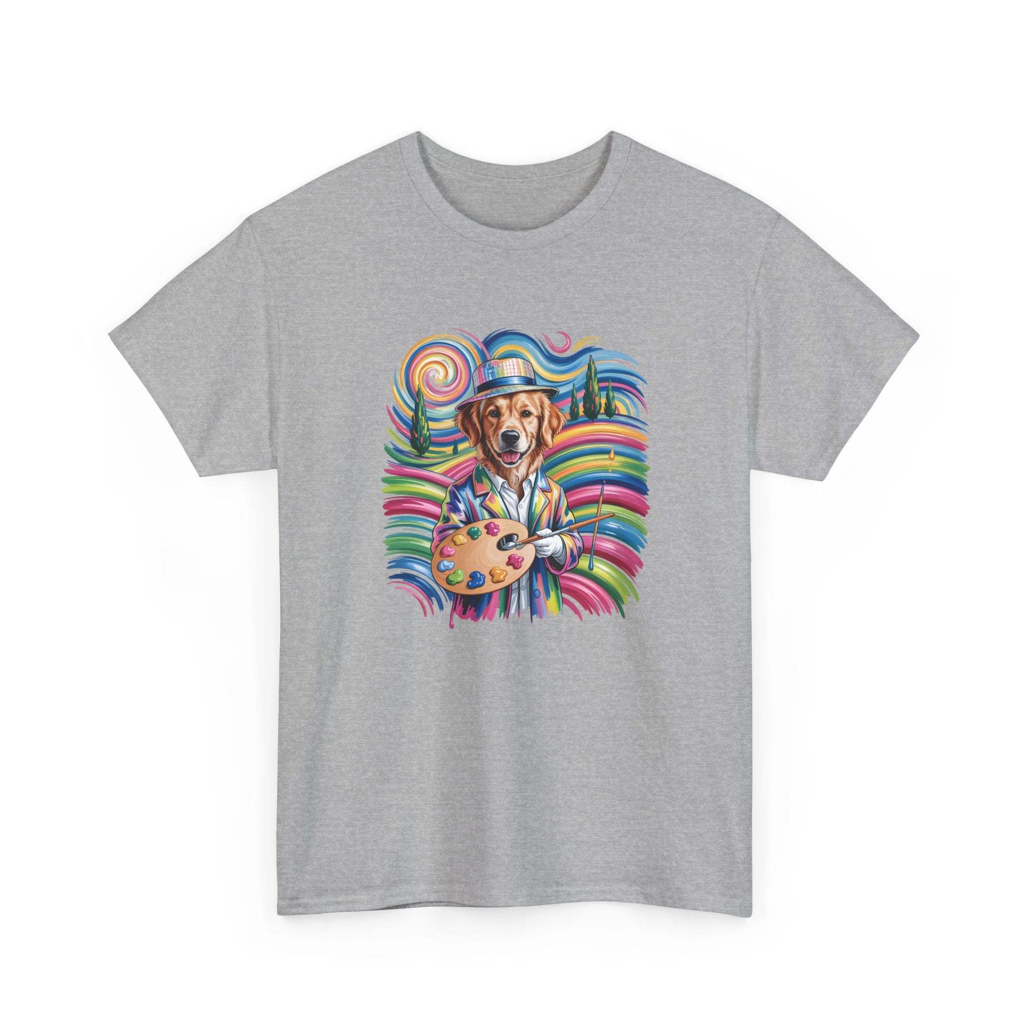 Colorful Artist Dog T-Shirt | Painter Palette, Rainbow Swirls