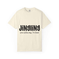 Red unisex t-shirt with humorous text 'Some of the Way I’m Tired' by Printify, perfect for casual wear.