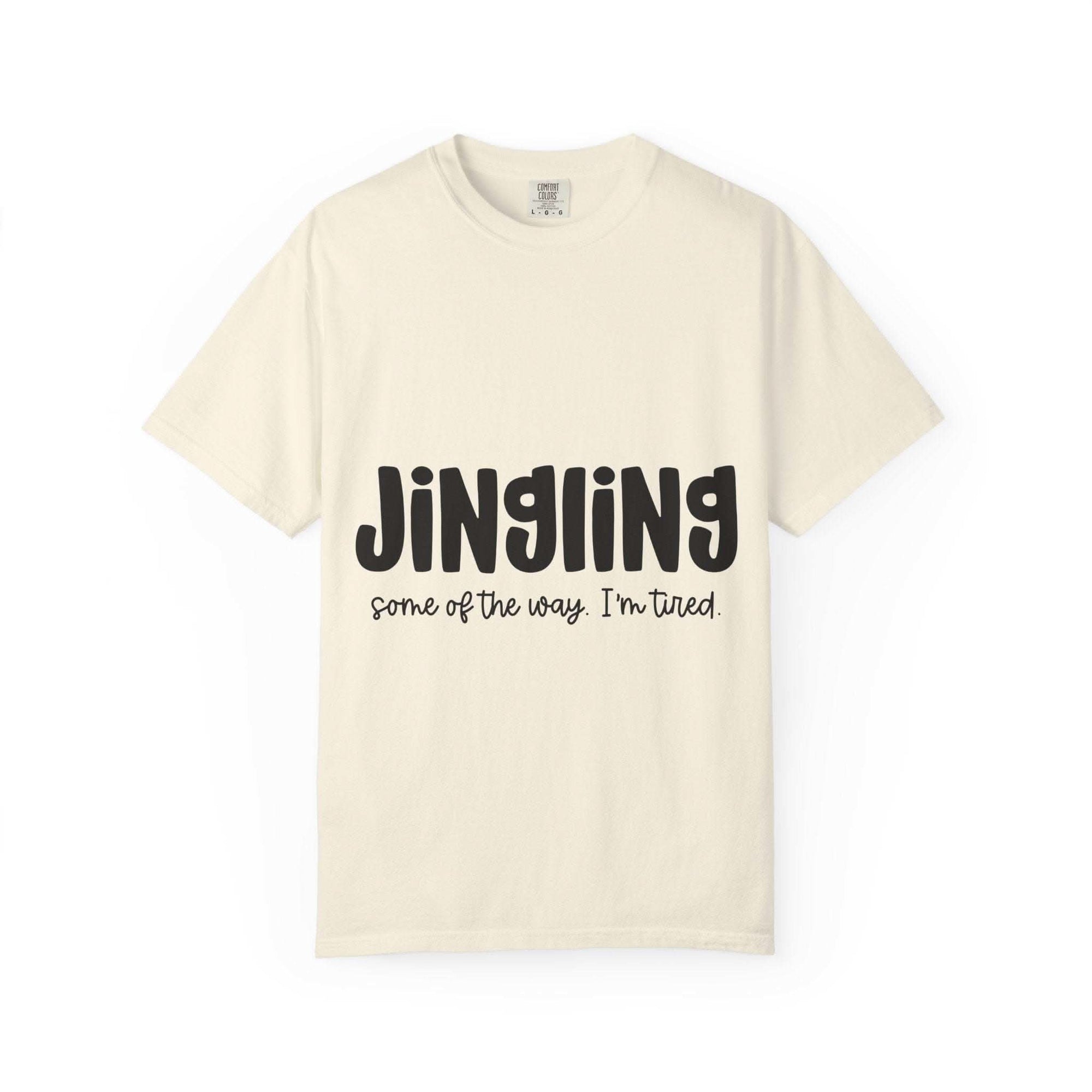 Red unisex t-shirt with humorous text 'Some of the Way I’m Tired' by Printify, perfect for casual wear.