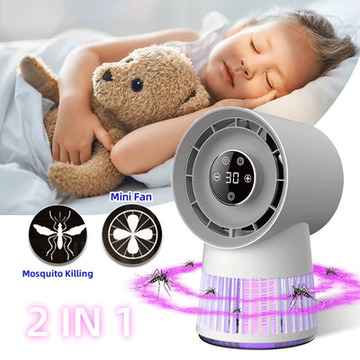 Creative 2-in-1 Mosquito Killing Mini Desk Fan with USB Rechargeable
