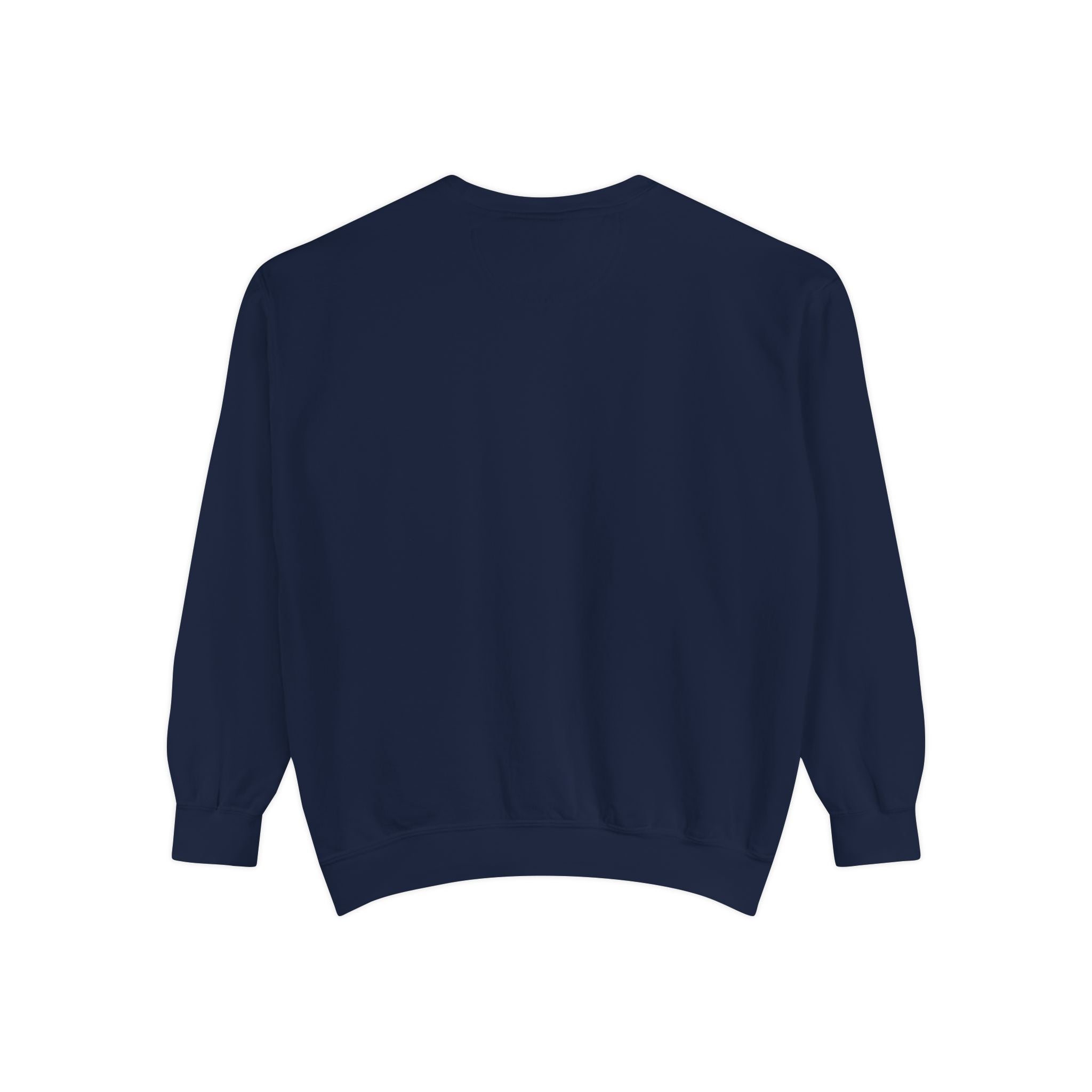 Vintage Varsity Merry Christmas navy unisex sweatshirt back view soft cotton blend