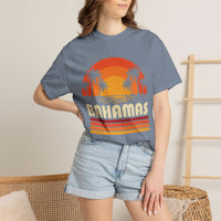 Bahamas Retro Sunset T-shirt | Palm Tree Beach Vacation Tee
