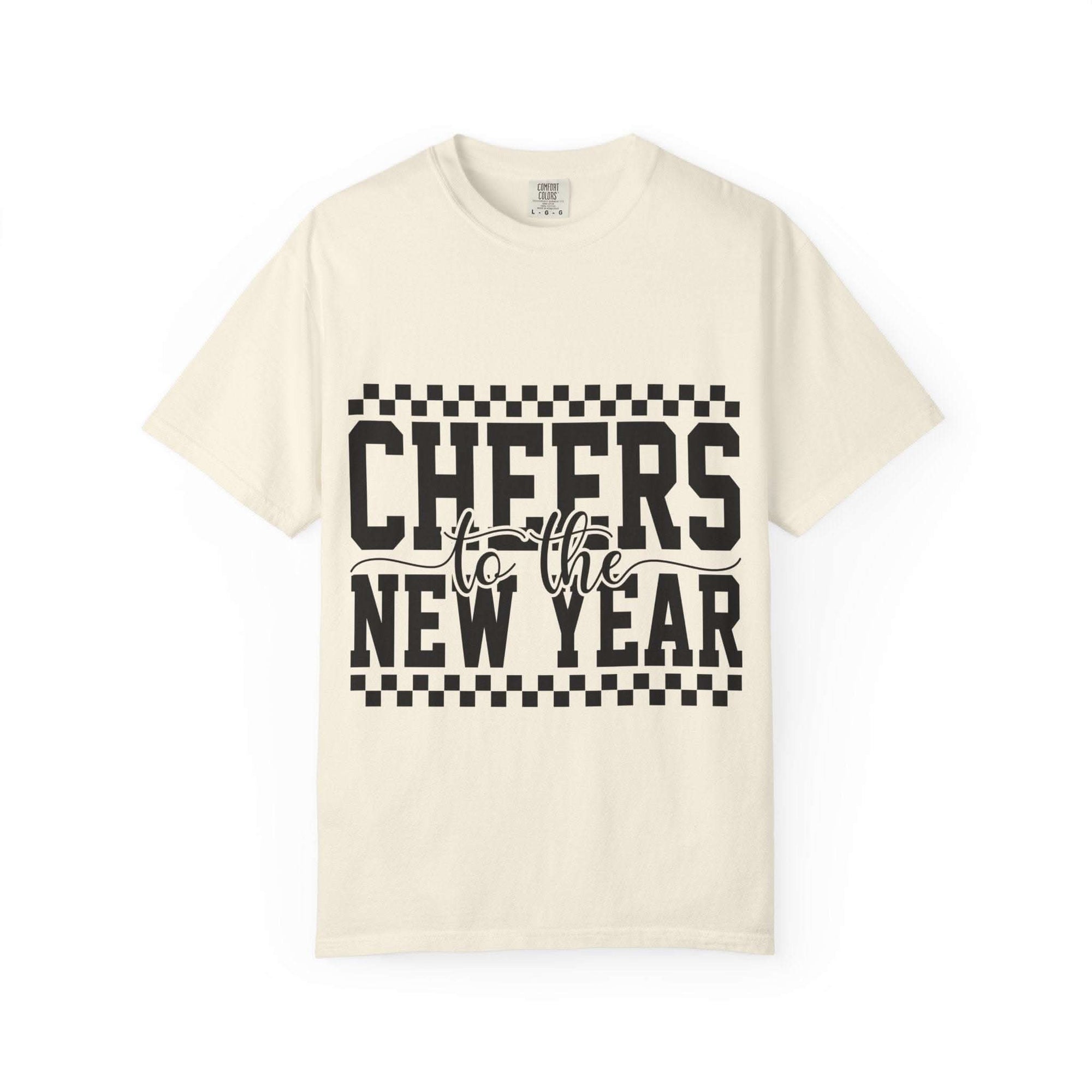 Cheers for the New Year T-Shirt relaxed fit vintage garment-dyed graphic tee for casual winter celebrations